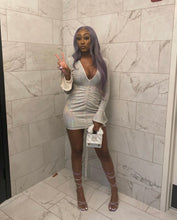 Load image into Gallery viewer, Glow Up Long Sleeve Sparkle Dress - Silver/Blush/Black