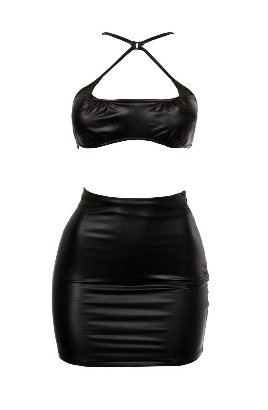 Way 2 Sexy Leather Skirt Set - Black