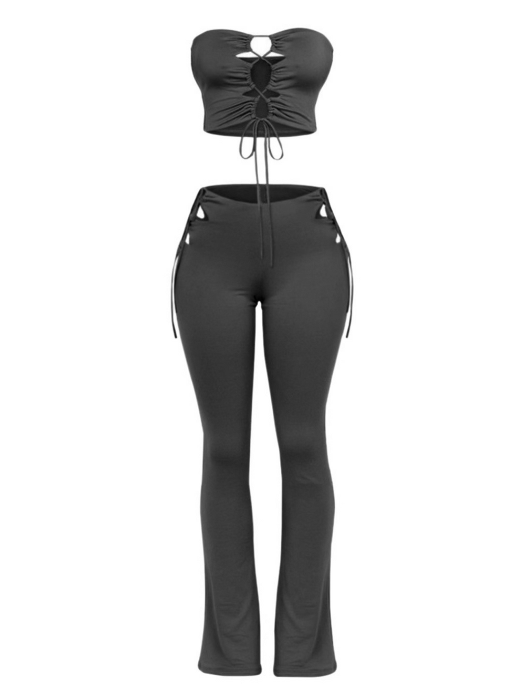 Euphoria Cut Out Pant Set - Black