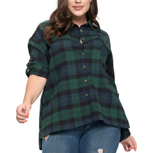 Load image into Gallery viewer, Call Me Later Oversized Flannel - Hunter Green (Plus Size)
