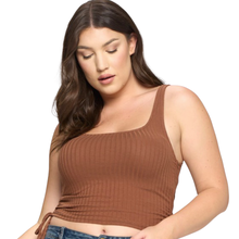 Load image into Gallery viewer, Over It Tank Top  - Mocha/Black (Plus Size)
