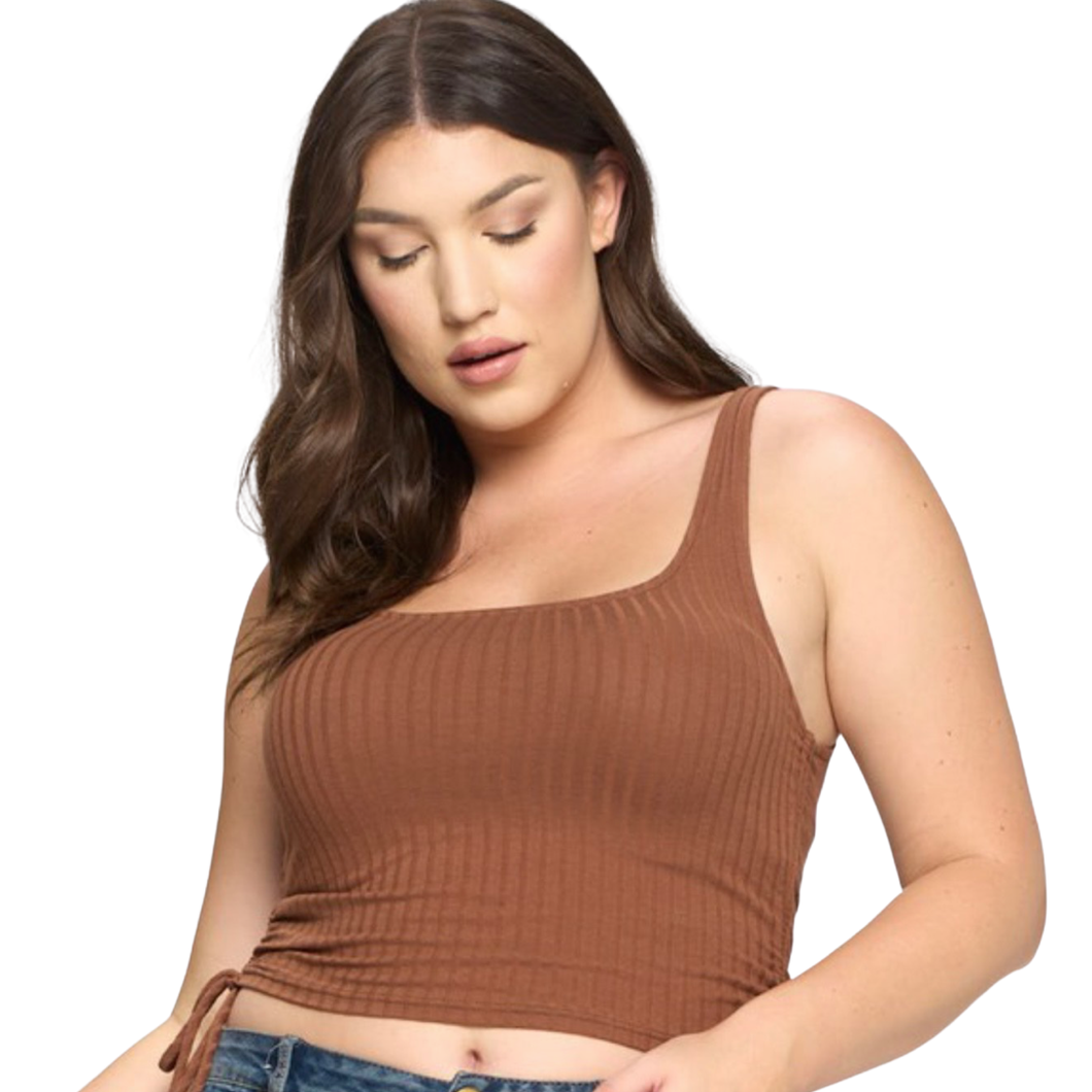 Over It Tank Top  - Mocha/Black (Plus Size)